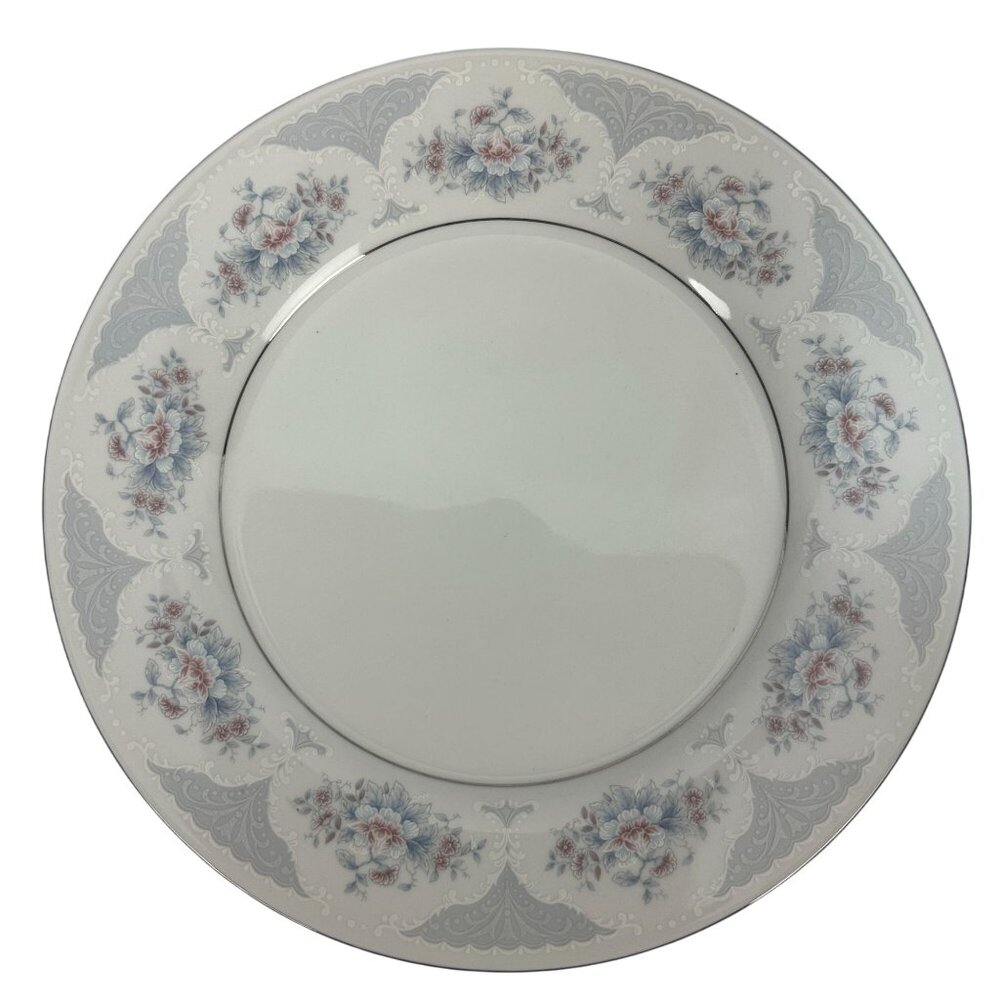 Vintage Silverie Sapphire Fine China Plate Pink & Blue Floral Platinum Trim